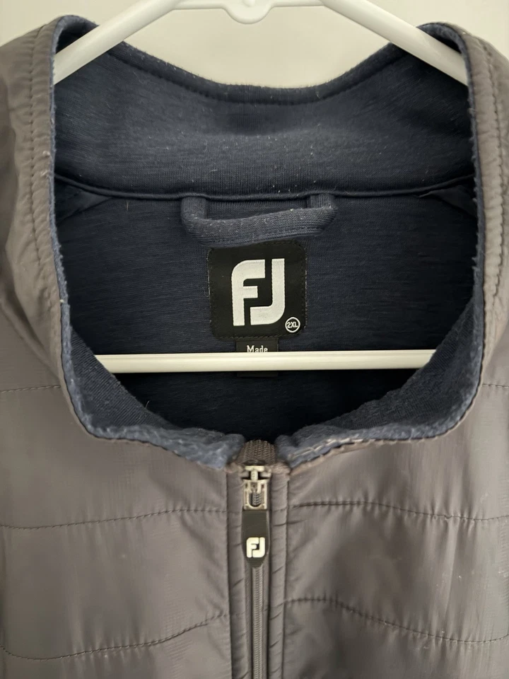 FootJoy Full-Zip Hybrid Golf Jacket - Insulted - Men’s XXL - Navy Blue & Black - Image 3 of 4