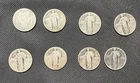 Standing Liberty Silver Quarters – 90% Silver – Lot of 8 coins.  FREE SHIPPING