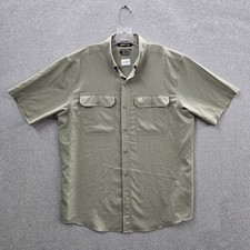 Carhartt Men Button Up Shirt L Green Nylon Polyester TW5292 Work Shirt READ
