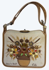 Vintatge Enid Collins of Texas Floral Beaded Stix 'n Stuff Purse Handbag