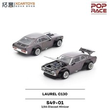 Pop Race 1/64 Laurel C130 Metallic Grey PR640304 Diecast JDM S49-01