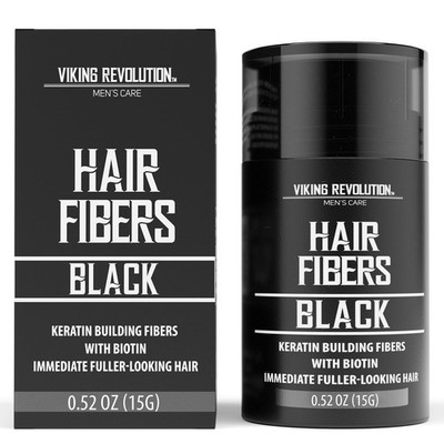 Black Hair Fibers for Thinning Hair Men - Thick Fiber for Bald Spot Cover up - H