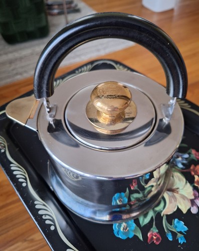 ⚜VTG GoldenKing Solingen 14k Plated German Kettle 18/10 Polished Stainless Rare