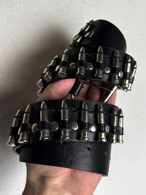Vintage Bullet Belt Leather Studded Ammo Style Punk Grunge Gothic