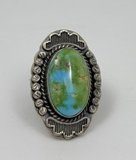 Native American Sonoran Gold Turquoise Ring by Greg Perry, Size 6