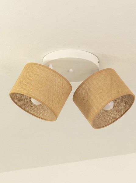 Deckenspot Flur Stoff Weiß Beige Verstellbar E27 L:45 Cm Deckenstrahler BüRo-image