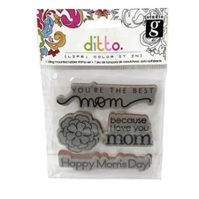 Studio G Ditto Set of 4 Unmounted Rubber Stamps Happy Mom's Day Appreciation