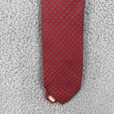 Brooks Brothers Makers Silk Necktie Mens Tie Red w/Blue Squares Vintage