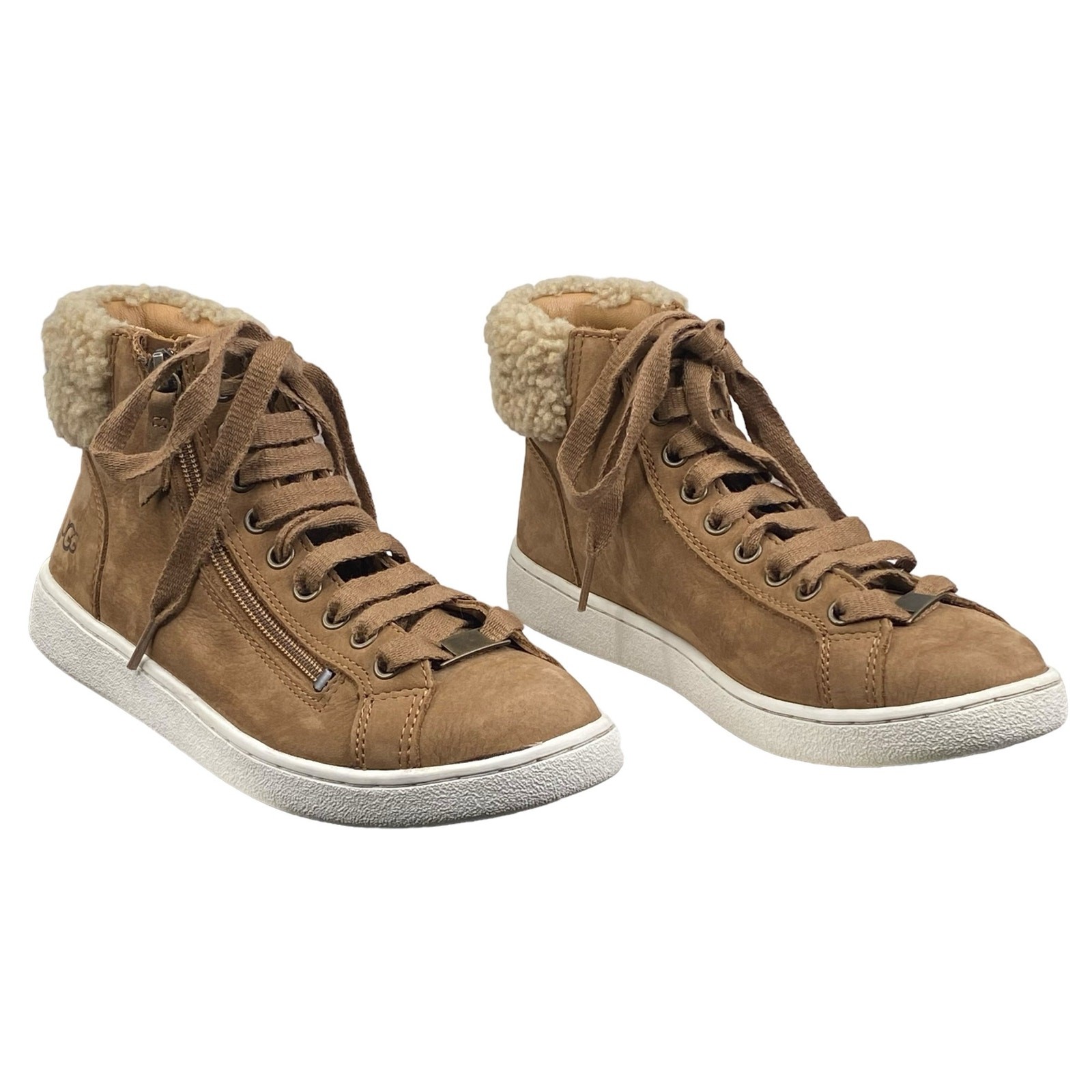 UGG Women’s Olive Brown Leather Side Zip Sneaker … - image 5