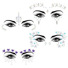 4 Sets Face Gems for Women, Self-Adhesive Glitter Freckles Face Jewels Tempor...
