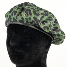Louis Vuitton LV Silk Beret Hat Green Leopard...