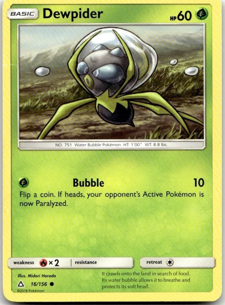 Dewpider SM - Ultra Prism #16/156 Pokemon TCG Card LP