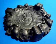 Unusual Antique Victorian German Black Forest Pewter SQUIRREL ACORN Ashtray