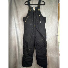 Carhartt Yukon Arctic Quilt-Lined Bib Overalls Men Large Black 38x28 Stained