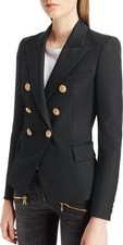 BALMAIN Double Breasted Black Wool Blazer FR ...