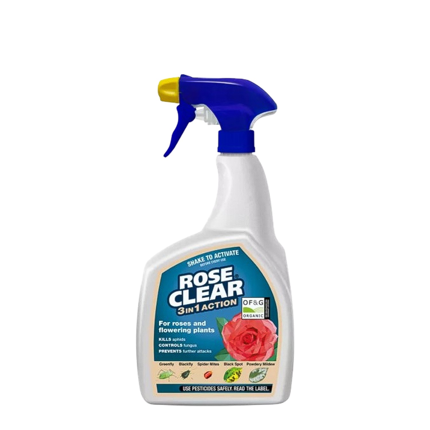 RoseClear 3 in 1 Action 800ml Kills Aphids Controls Fungus for Organic Gardening