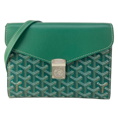 GOYARD Sheep Pouch Wallet PM Green Coated Canvas Leather Shoulder Bag