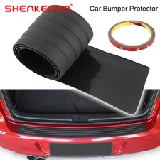 Car Rear Bumper Guard Protector Trim Cover Sill Plate Trunk Rubber Pad Kit Black