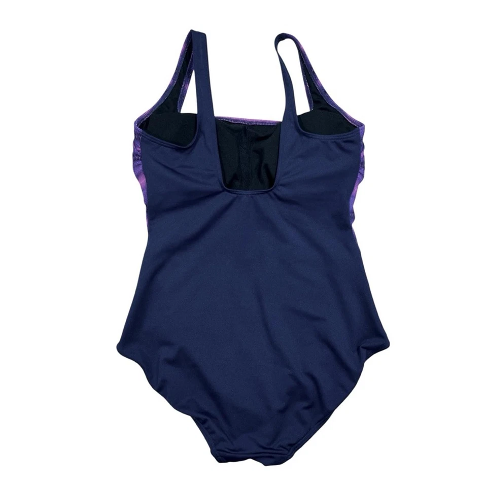 NWT TYR Tramonto Scoop Neck Controlfit Swimsuit size 12 in Purple/Navy - Image 4 of 4