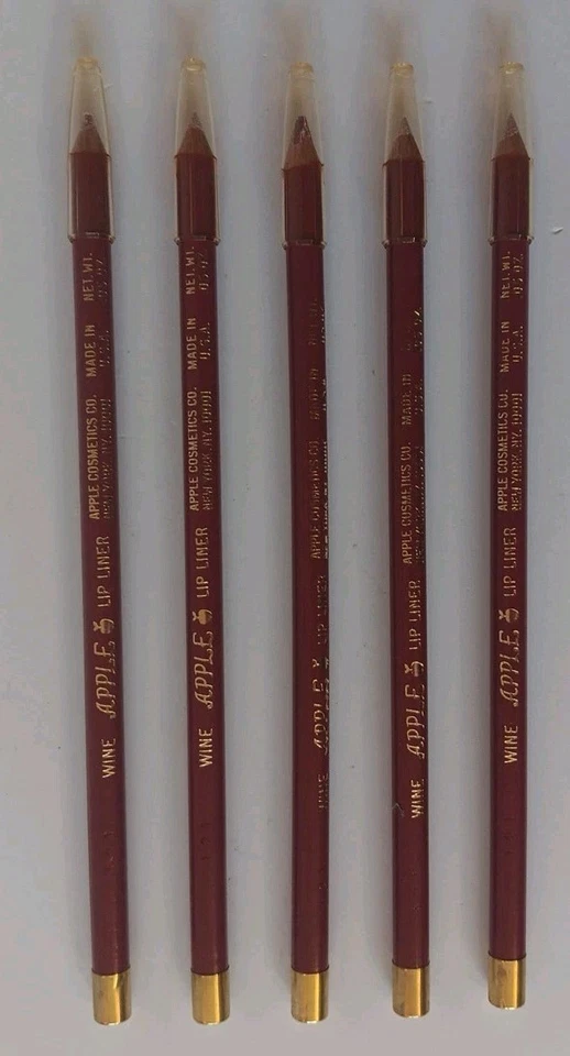 Lot of 5 Apple Lip Liner Pencils  WINE Made In USA .05 OZ Apple Cosmetics Co. - Image 2 of 4