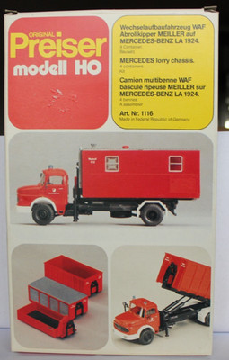 MB LA 1924 Abrollkipper Meiller WAF 4 Container  Preiser 1:87  1116 31116