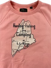 L.L. Bean x Todd Snyder Adult Sweatshirt Small Pink Short Sleeve Maine FIshing
