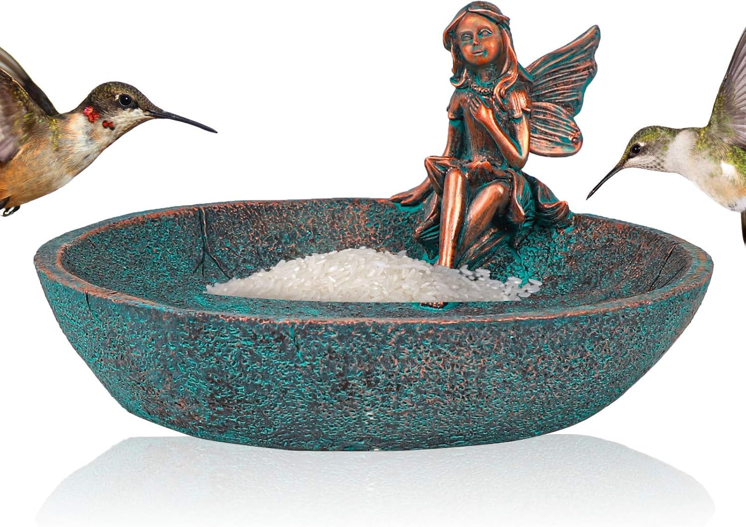 Angel Girl Fairy Garden Statue with Bird Feeder Bath Outdoor Resin Yard Decor