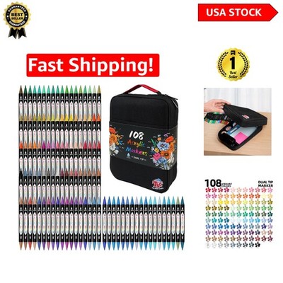 Versatile 108 Colors Acrylic Paint Markers - For Paper, Glass, and Crafts