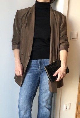 Damen Blazer ''Linea Milano'', Gr.40, 100% Seide, Jacke, Vintage-80s, Oversize