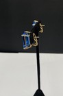 14k Gold Emerald Cut Blue Topaz Clip On Earrings 5/8" x 1/2" 10.0 g — photo 3