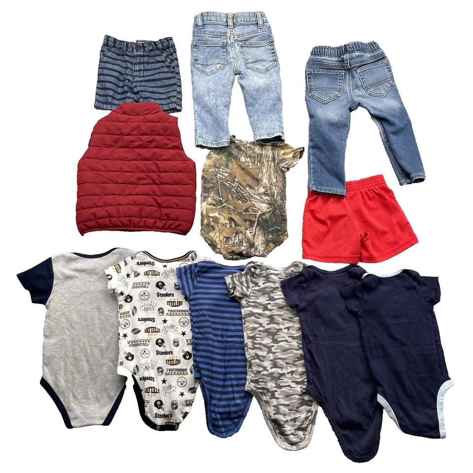 Timberland Carhartt Lote de 12 Niños 6-12 Meses Puffer Chaqueta Jeans Dormir Jugar NFL Foto 2 de 4