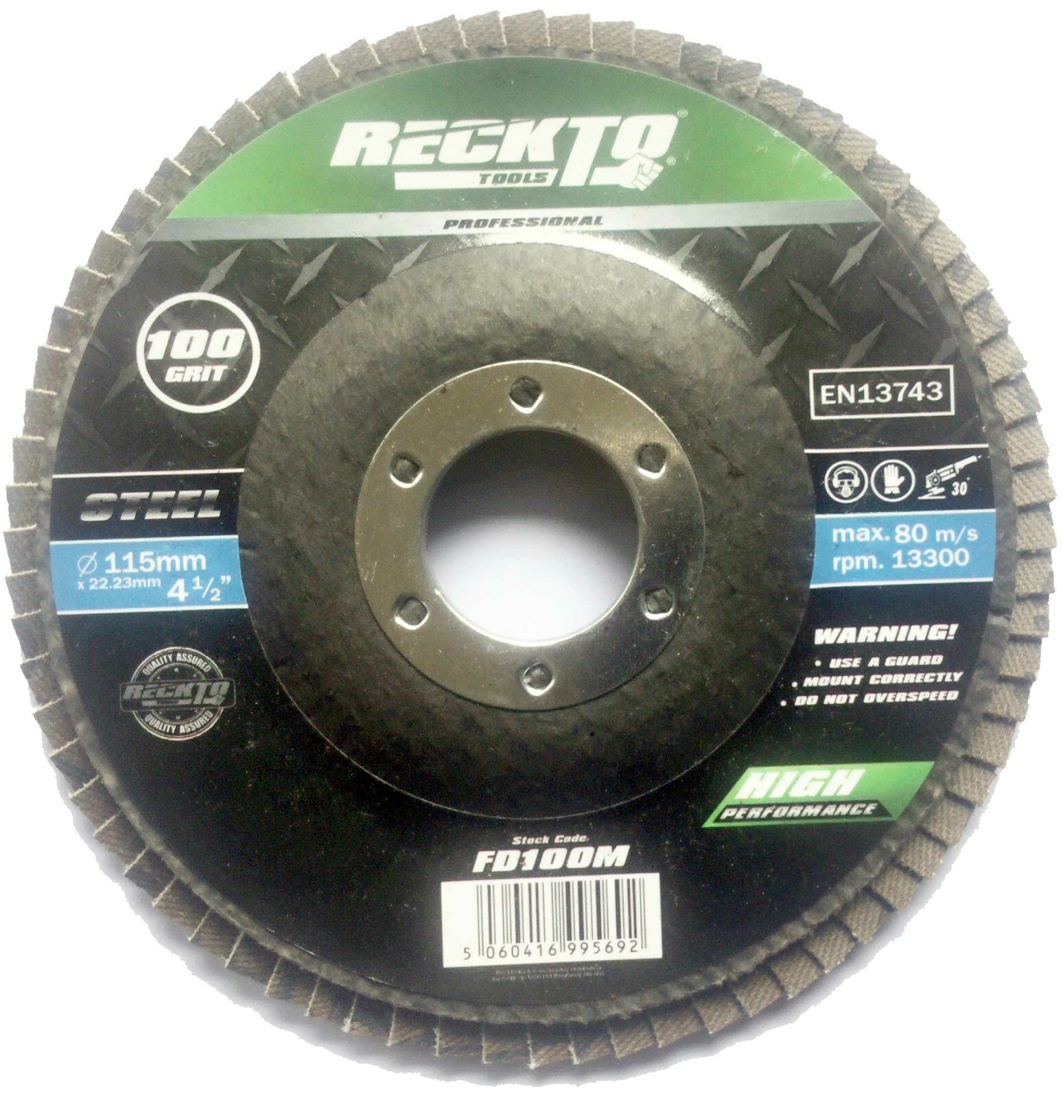 4 x Flap Sanding Discs Abrasive Wheels 4.5"" 115mm 100 Grit Fine Grain
