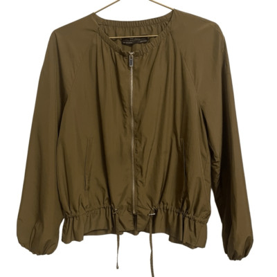 Zara Basic Outerwear Olive Green Lightweight Zip Up Jacket Size MED