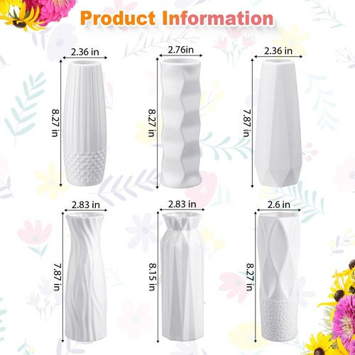 12 Pcs White Flower Vases Bulk for Centerpieces Plastic White Bud Vase for Fl... - Picture 2 of 6