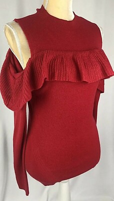 Gianni Bini Women Sweater XS Pullover Alpaca Wool Cold Shoulder Red New $79