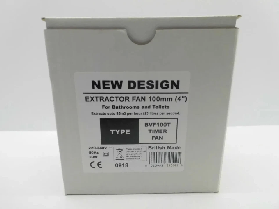 MANROSE INTERVENT BVF100T 4" 100MM TIMER EXTRACTOR FAN BATHROOM, TOILET, KITCHEN - Image 4 of 4
