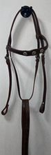 NEW WESTERN BROWN LEATHER STAR BROWBAND WITH SPLIT REINS HORSE SIZE