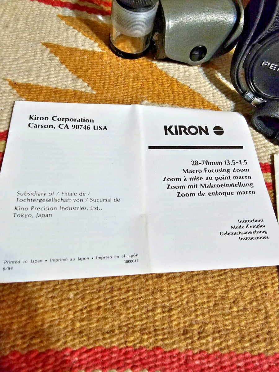 PENTAX K1000 35mm CAMERA 2LENSES PENTAX-M 50mm KIRON 70mm w FLASH+