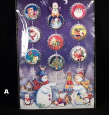 Christmas Glitter 3-D Stickers Variety: Snowman,Candy Canes,Santa,Tree,Snowflake