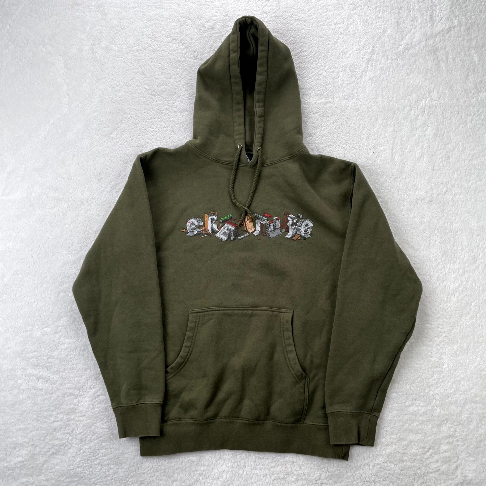 Santa Cruz Hoodie Mens Small Green Creature Skateboarding y2