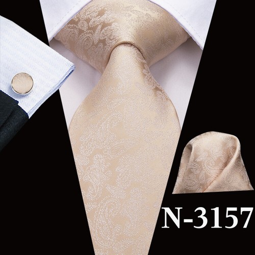 Men's Tie Classic Wedding Casual Necktie and Pocket Square Cufflinks Set Paisley - Picture 70 of 241
