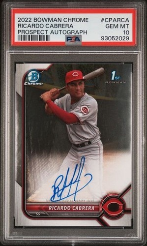 💎2022 Bowman Chrome Prospects Auto #CPA-RCA Ricardo Cabrera CIN Reds PSA 10💎 - 第 1/2 張圖片