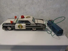 Vintage Tin Friction Galaxie Highway Patrol Police Car w/ Rare Sirens ASC Japan