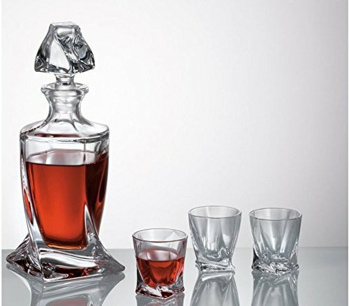 Bohemia Glass 12個セット Bohemia Crystal, Liquor/Vodka Set, 17 Oz Decanter and 6 Shot