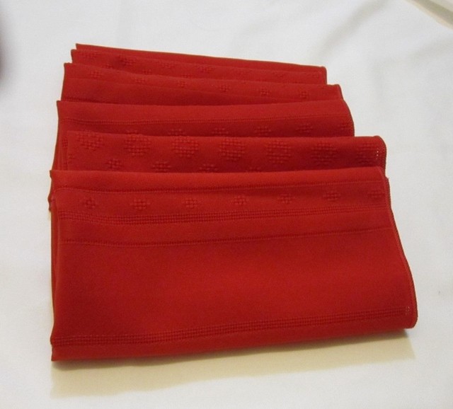 6 Red Classic Dinner Napkins, Party 100 Polyester, 17"x17" eBay