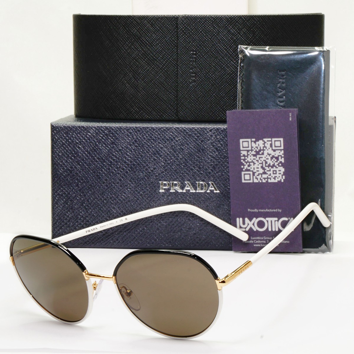 Prada Sunglasses Brown Gold Black White Round PR65XS SPR 65X YC4