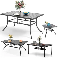 Outdoor Patio Tables Metal Rectangular Square Dining Table With Umbrella Hole