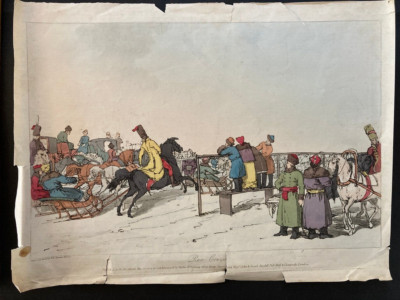 1804 James Walker John Augustus Atkinson Aquatintendruck russische Rennstrecke