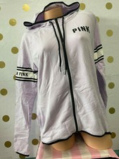 Victoria's Secret Pink High Low Stretch Fleece Full Zip Hoodie Lilac NWT