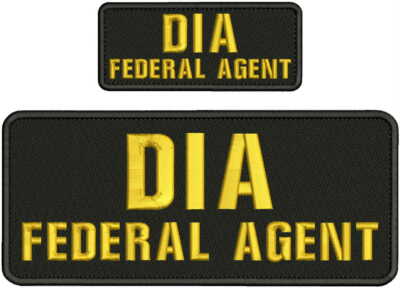 DIA F AGENT EMBROIDERY PATCH 4X10 AND 2X5 HOOK ON BACK BLK/GOLD | eBay